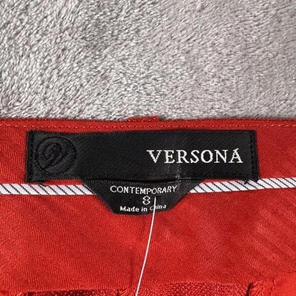 NWT Versona Shorts Womens Size 8 Red Twill Chino Flat Front Low Rise - Picture 4 of 13